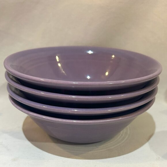 Set of 4 VTG Handcrafted Metlox Pottery Colorstax Purple Cereal Bowls 6.25" - Picture 1 of 5